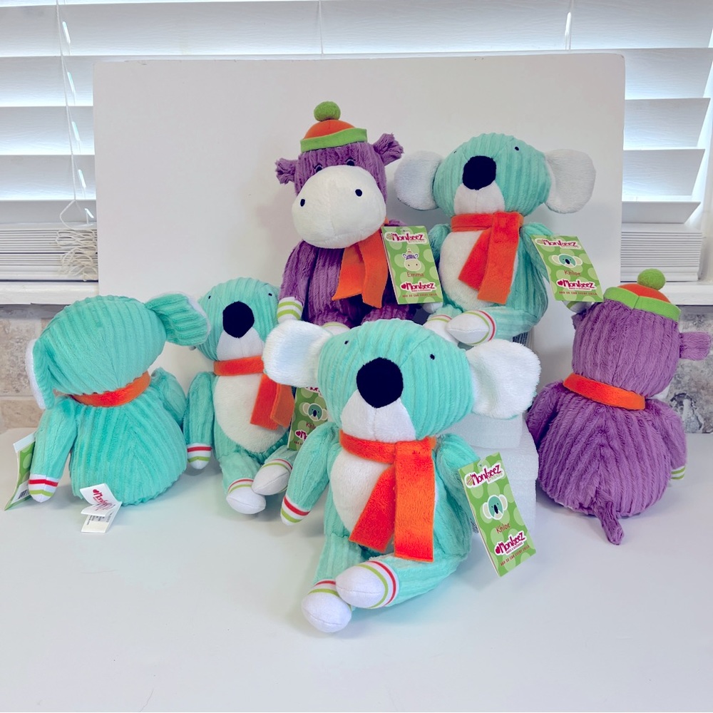 Monkeez & Friends. one   NWT. 6.5”x7.5” wide.  Teal bear. Soft chenille pattern.